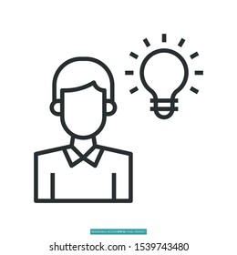 light bulb behind a men icon vector illustration logo template for many purpose. Isolated on white background.
