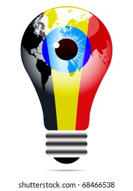 light bulb with belgium flag