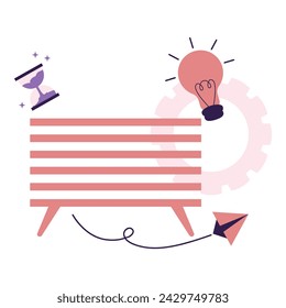 Light bulb and bench design, infographic data information business analytics and visual presentation theme. Vector illustration in flat style with productivity theme. Editable vector illustration.