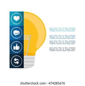 light bulb big and great idea infographic creativity icon set. Colorful and flat design. Vector illustration