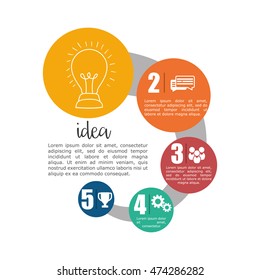 light bulb big and great idea infographic creativity icon set. Colorful and flat design. Vector illustration