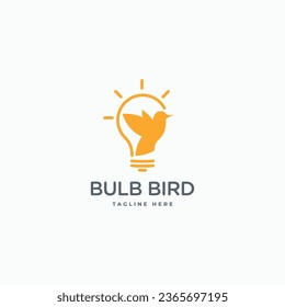 Light bulb and bird combination simple logo. Creative freedom symbol vector icon illustration