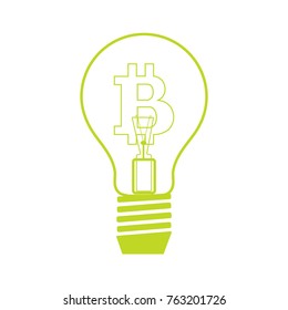 Light bulb with bitcoin. Blockchain network concept.