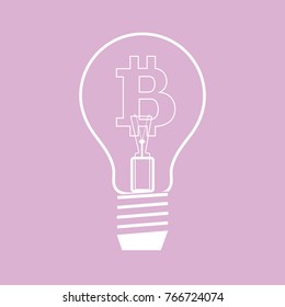 Light bulb with bitcoin. Blockchain network concept.