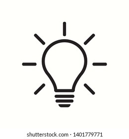 Light bulb black color with rays. Light bulb black color vectoe eps10. Bulb with light rays idea sign.