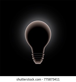 Light bulb black floating on white light on black background, Idea for graphic, Symbol, web design,EPS10.