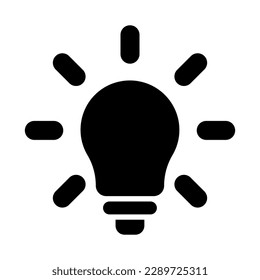 Light bulb black icon, ideas symbol. Vector illustration isolated on white background.