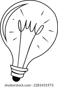 light bulb in black stroke on white - whiteboard outline simple art