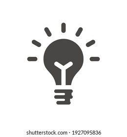 Light Bulb Black Vector Icon. Simple Lightbulb, Idea Symbol.