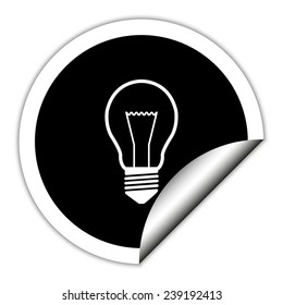 Light bulb - black vector icon. Round sticker.