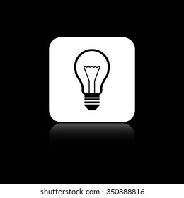 Light bulb - black vector icon on the white button