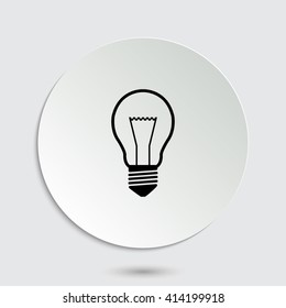 Light bulb - black vector icon  with shadow