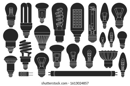 Light bulb black vector illustration on white background. Electric and energy lamp black vector set.Isolated vector icon light bulb.