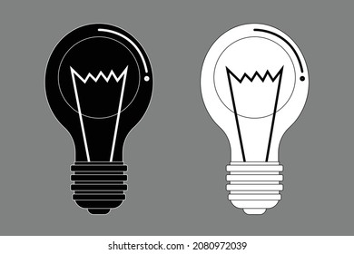 Light bulb black white icon flat design
