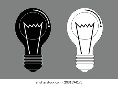 Light bulb black white icon flat design