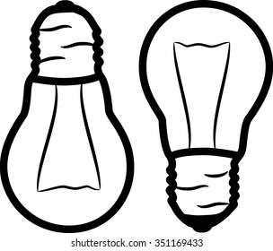 light bulb black and white, light, vector