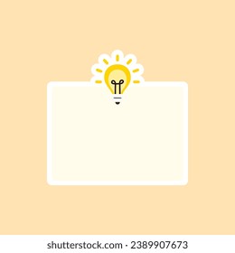 Light Bulb Blank Text Banner. Creativity, communication, information message, idea, brainstorm, helpful tips concepts. Flat vector design illustration isolated on background.