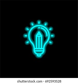 Light bulb blue glowing neon ui ux icon. Glowing sign logo vector