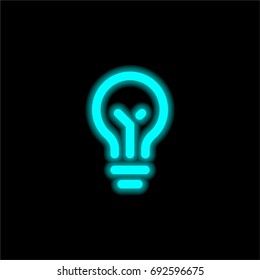 Light bulb blue glowing neon ui ux icon. Glowing sign logo vector