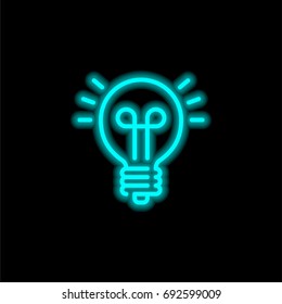 Light bulb blue glowing neon ui ux icon. Glowing sign logo vector