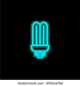 Light bulb blue glowing neon ui ux icon. Glowing sign logo vector