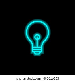 Light bulb blue glowing neon ui ux icon. Glowing sign logo vector