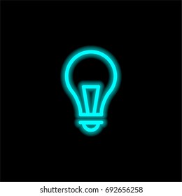 Light bulb blue glowing neon ui ux icon. Glowing sign logo vector