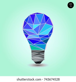 Light bulb blue. Vector Illustration on Low Poly Style