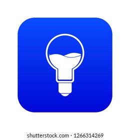 Light bulb with blue water inside icon digital blue for any design isolated on white vector illustration