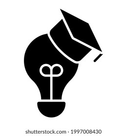     Light bulb with book, icon of creative education 