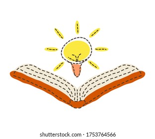 Light bulb and book logo, icon isolated on white background, Idea concept, Flat vector design
