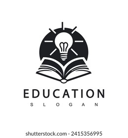  Light bulb with book logo vector. Smart Education logo template 