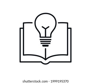 Light bulb in the book as a symbol of knowledge. Vector illustration.