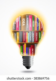 Light bulb with books inside 
