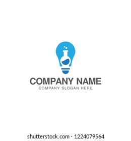 Light bulb and bottle lab, creative lab logo design vector template