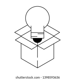 light bulb with box in black and white