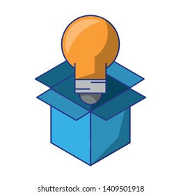 light bulb with box icon cartoon vector illustration graphic design