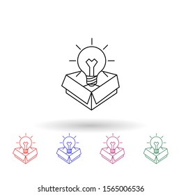 Light bulb in the box multi color icon. Simple thin line, outline vector of idea icons for ui and ux, website or mobile application