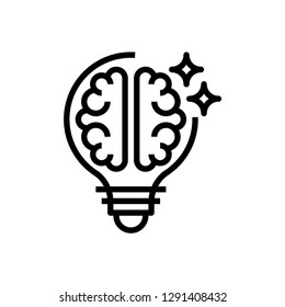 Light bulb brain concept line icon. Simple element illustration. Light bulb idea outline symbol design. Can be used for web and mobile UI/UX . Modern vector style.