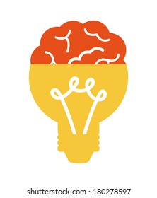 Light Bulb with brain, conceptual image, Vector illustration