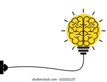 Light bulb with brain connected to power socket