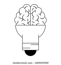 light bulb and brain icon cartoon vector illustration graphic design