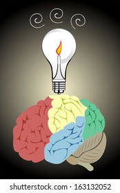 Light bulb with brain icon, idea concept