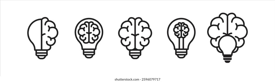 light bulb with brain icon illustration 