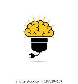 light bulb Brain icon on white background,lightbulb idea concept