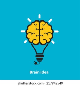 Light Bulb Brain Icon On A Blue Background