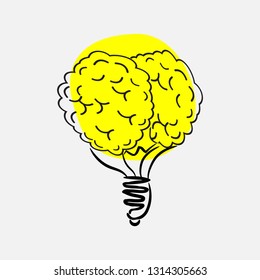 Light bulb brain icon. Vector illustration