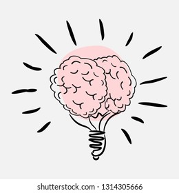 Light bulb brain icon. Vector illustration