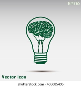 Light bulb brain icon, vector illustration