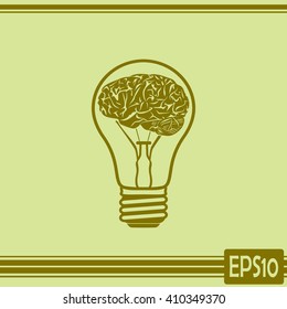 Light bulb brain icon, vector illustration